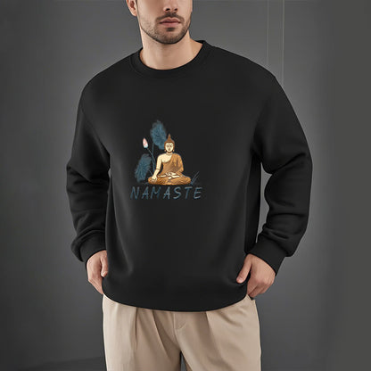 Mythstone NAMASTE Buddha Lotus Leaf Fleece Lined Sweatshirt