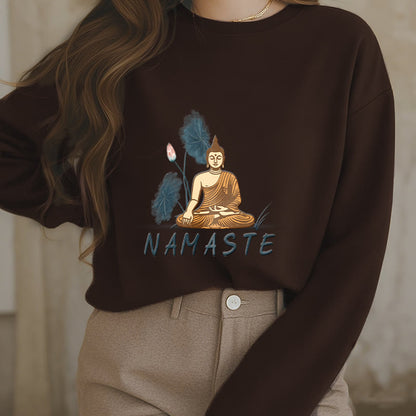 Mythstone NAMASTE Buddha Lotus Leaf Fleece Lined Sweatshirt