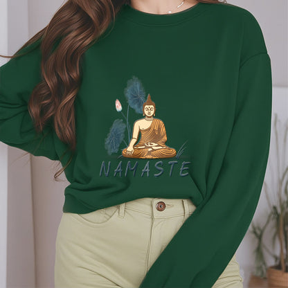 Mythstone NAMASTE Buddha Lotus Leaf Fleece Lined Sweatshirt