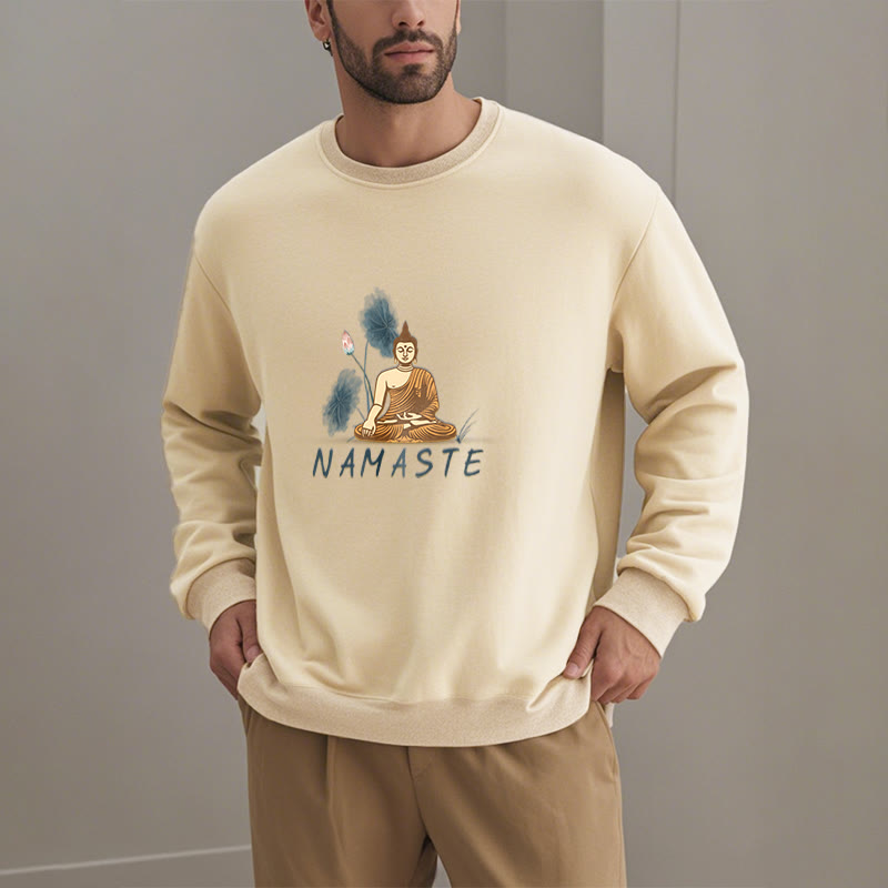 Mythstone NAMASTE Buddha Lotus Leaf Fleece Lined Sweatshirt