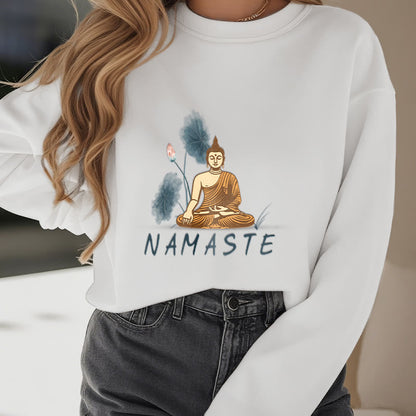 Mythstone NAMASTE Buddha Lotus Leaf Fleece Lined Sweatshirt