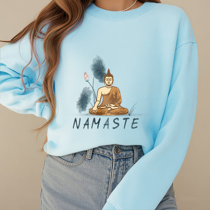 Mythstone NAMASTE Buddha Lotus Leaf Fleece Lined Sweatshirt