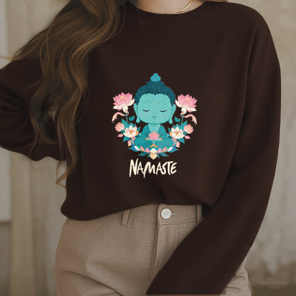 Sudadera suave con forro polar y diseño de meditación de Buda y loto NAMASTE de Mythstone 