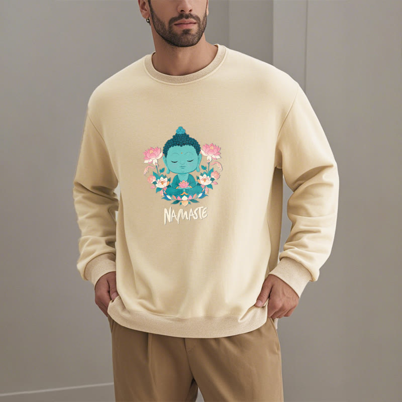 Sudadera suave con forro polar y diseño de meditación de Buda y loto NAMASTE de Mythstone 