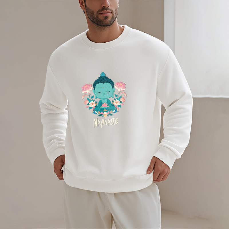 Sudadera suave con forro polar y diseño de meditación de Buda y loto NAMASTE de Mythstone 