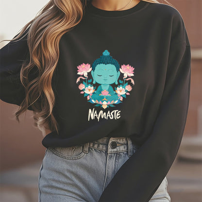 Sudadera suave con forro polar y diseño de meditación de Buda y loto NAMASTE de Mythstone 