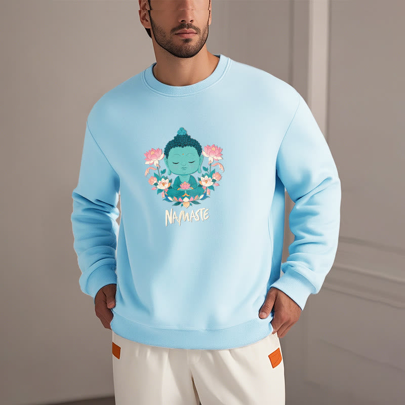 Sudadera suave con forro polar y diseño de meditación de Buda y loto NAMASTE de Mythstone 