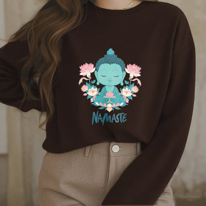 Sudadera suave con forro polar y diseño de meditación de Buda y loto NAMASTE de Mythstone 