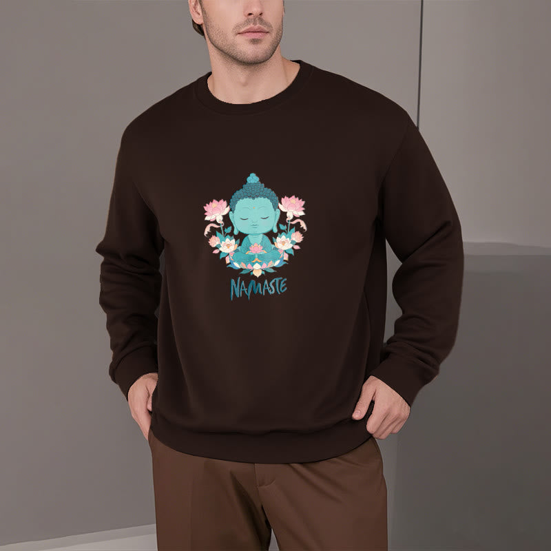 Sudadera suave con forro polar y diseño de meditación de Buda y loto NAMASTE de Mythstone 