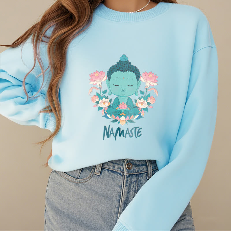 Sudadera suave con forro polar y diseño de meditación de Buda y loto NAMASTE de Mythstone 