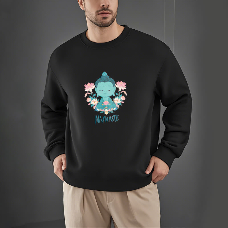 Sudadera suave con forro polar y diseño de meditación de Buda y loto NAMASTE de Mythstone 