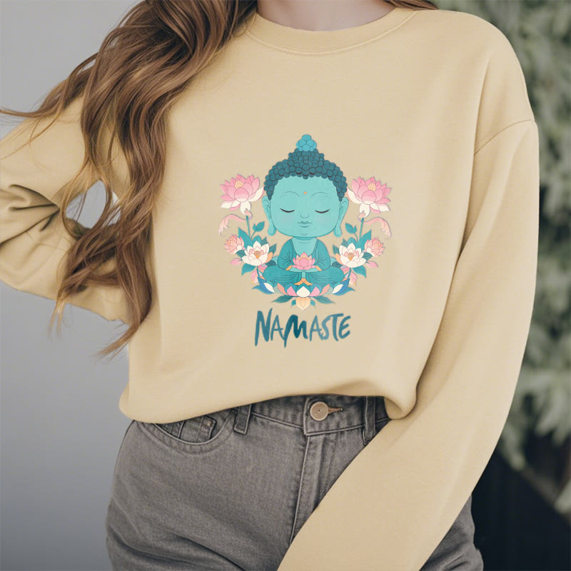 Sudadera suave con forro polar y diseño de meditación de Buda y loto NAMASTE de Mythstone 