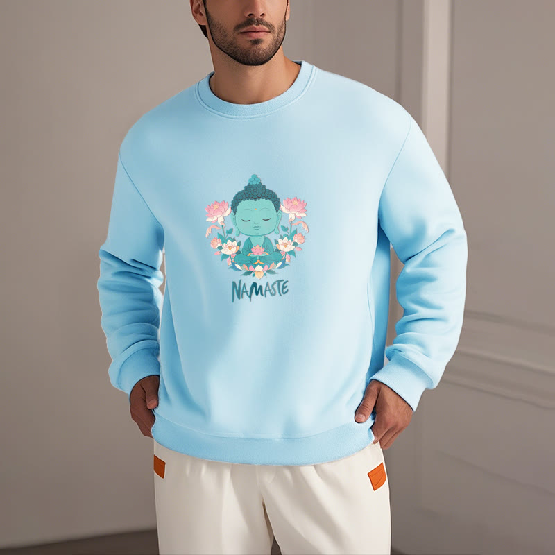 Sudadera suave con forro polar y diseño de meditación de Buda y loto NAMASTE de Mythstone 