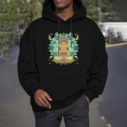 Mythstone Butterfly Lotus Buddha-Inspired Fleece Lined Polyester Hoodie