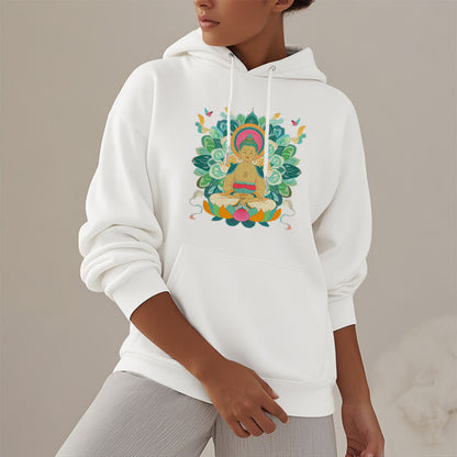 Mythstone Butterfly Lotus Buddha-Inspired Fleece Lined Polyester Hoodie