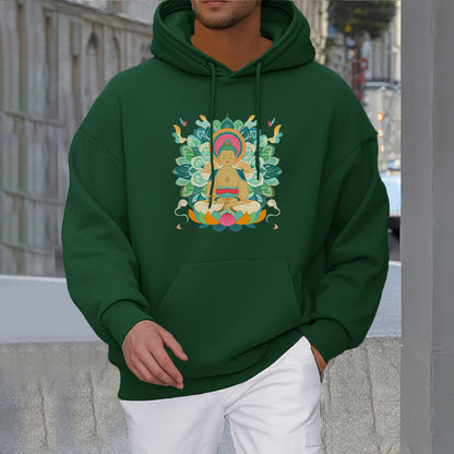 Mythstone Butterfly Lotus Buddha-Inspired Fleece Lined Polyester Hoodie