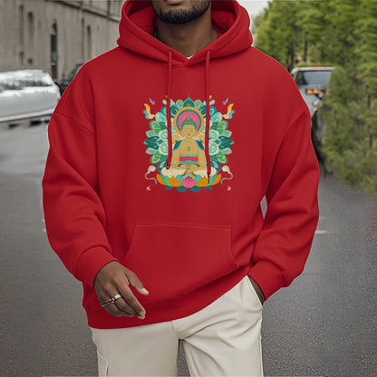 Mythstone Butterfly Lotus Buddha-Inspired Fleece Lined Polyester Hoodie