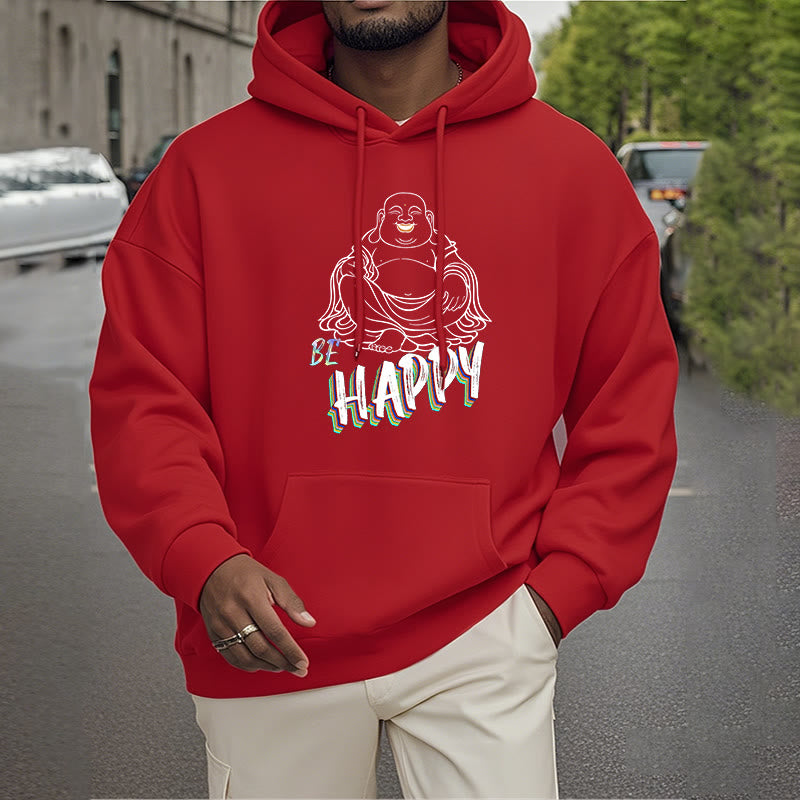 Mythstone BE HAPPY Laughing Buddha Fleece Lined Polyester Hoodie