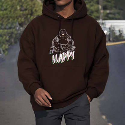 Mythstone BE HAPPY Laughing Buddha Fleece Lined Polyester Hoodie