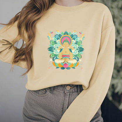 Mythstone Butterfly Lotus Buddha-Inspired Fleece Lined Sweatshirt