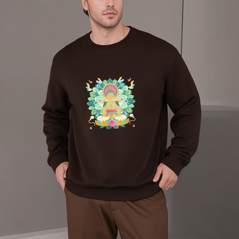 Mythstone Butterfly Lotus Buddha-Inspired Fleece Lined Sweatshirt