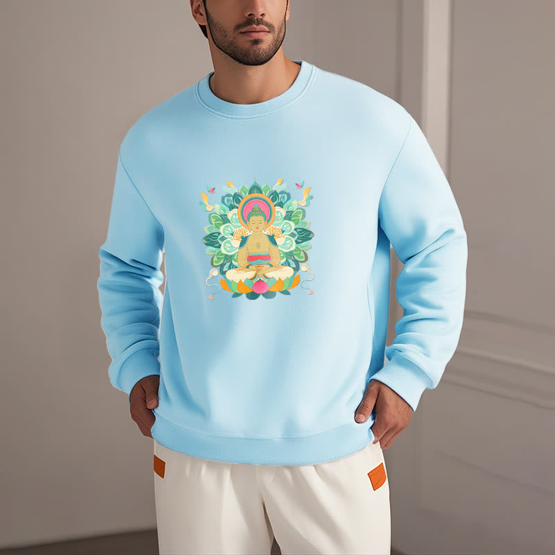 Mythstone Butterfly Lotus Buddha-Inspired Fleece Lined Sweatshirt