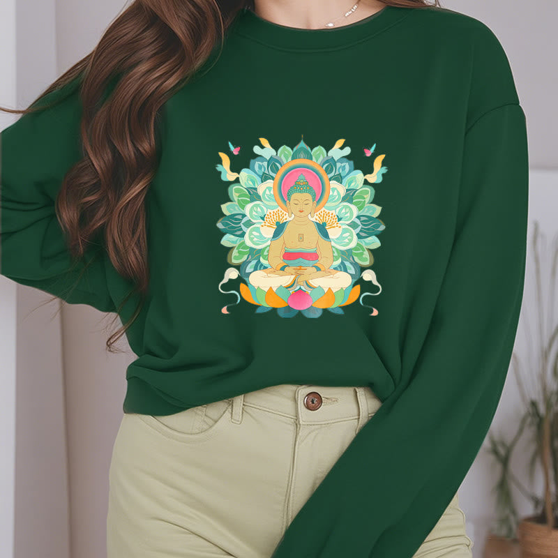 Mythstone Butterfly Lotus Buddha-Inspired Fleece Lined Sweatshirt