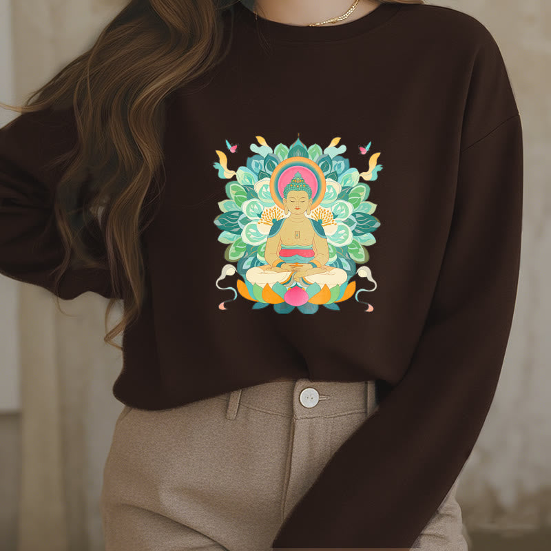 Mythstone Butterfly Lotus Buddha-Inspired Fleece Lined Sweatshirt