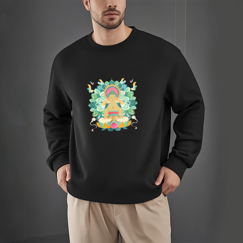 Mythstone Butterfly Lotus Buddha-Inspired Fleece Lined Sweatshirt