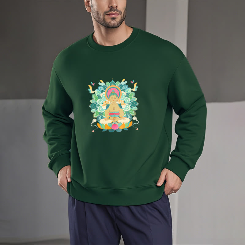 Mythstone Butterfly Lotus Buddha-Inspired Fleece Lined Sweatshirt