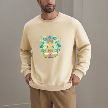 Mythstone Butterfly Lotus Buddha-Inspired Fleece Lined Sweatshirt