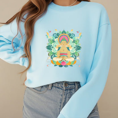 Mythstone Butterfly Lotus Buddha-Inspired Fleece Lined Sweatshirt