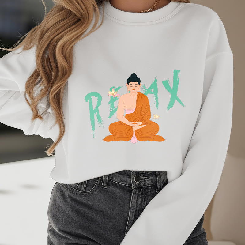 Mythstone RELAX Buddha Fleece Lined Sweatshirt