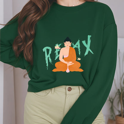 Mythstone RELAX Buddha Fleece Lined Sweatshirt