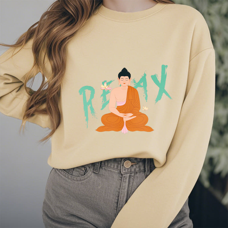 Mythstone RELAX Buddha Fleece Lined Sweatshirt