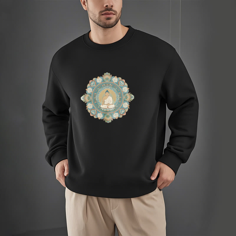 Sudadera con forro polar suave y diseño de Buda y mandala de Mythstone 