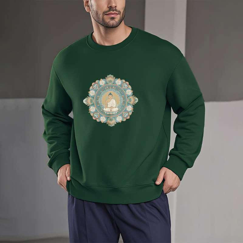 Sudadera con forro polar suave y diseño de Buda y mandala de Mythstone 