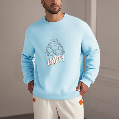 Mythstone BE HAPPY Laughing Buddha Fleece Lined Sweatshirt