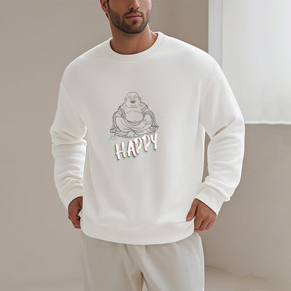 Mythstone BE HAPPY Laughing Buddha Fleece Lined Sweatshirt