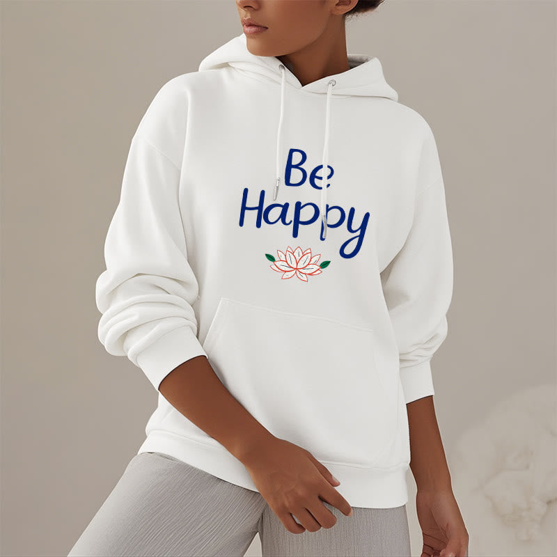 Mythstone Be Happy Lotus Fleece Lined Polyester Hoodie