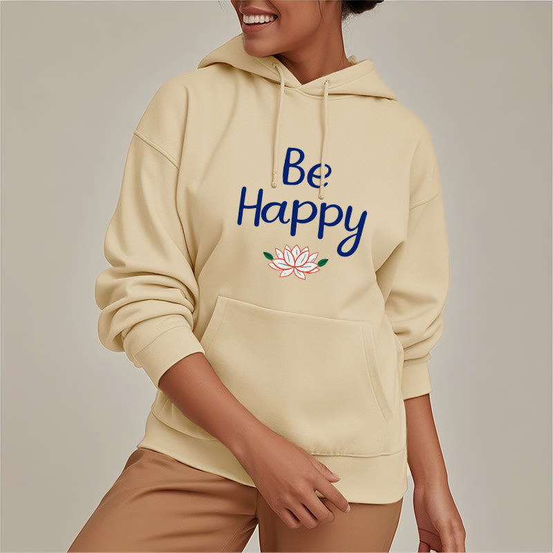 Mythstone Be Happy Lotus Fleece Lined Polyester Hoodie