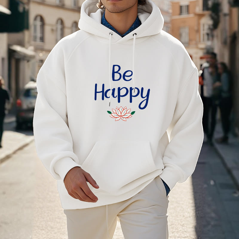 Mythstone Be Happy Lotus Fleece Lined Polyester Hoodie