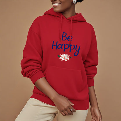 Mythstone Be Happy Lotus Fleece Lined Polyester Hoodie