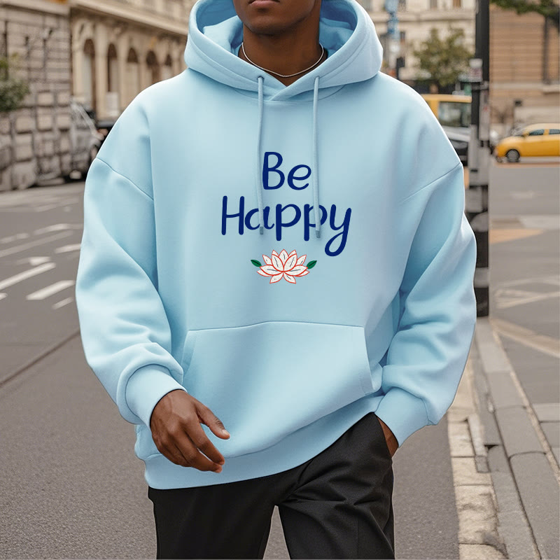 Mythstone Be Happy Lotus Fleece Lined Polyester Hoodie