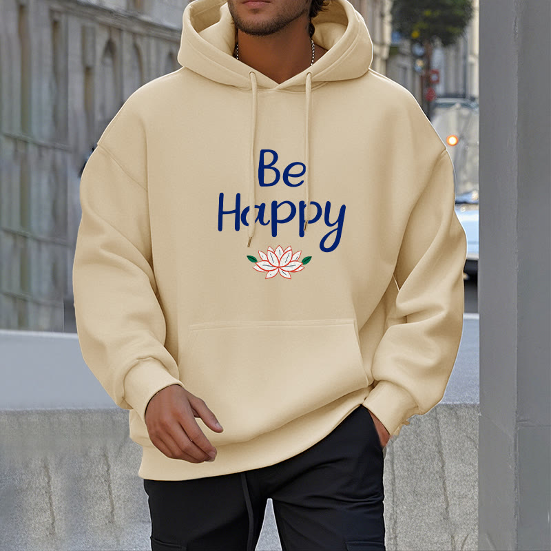 Mythstone Be Happy Lotus Fleece Lined Polyester Hoodie