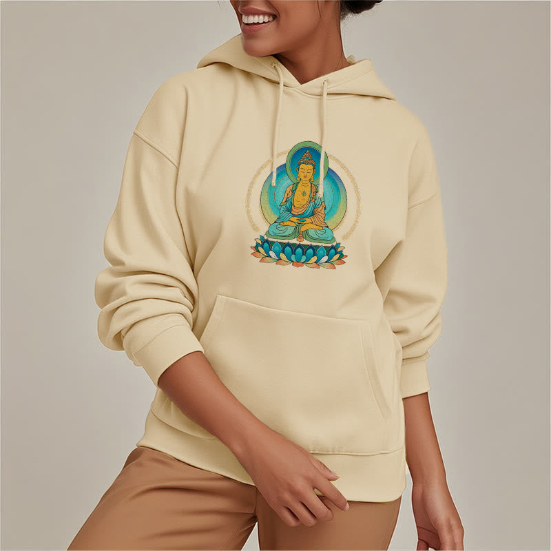 Mythstone Lotus Buddha Fleece Lined Polyester Hoodie