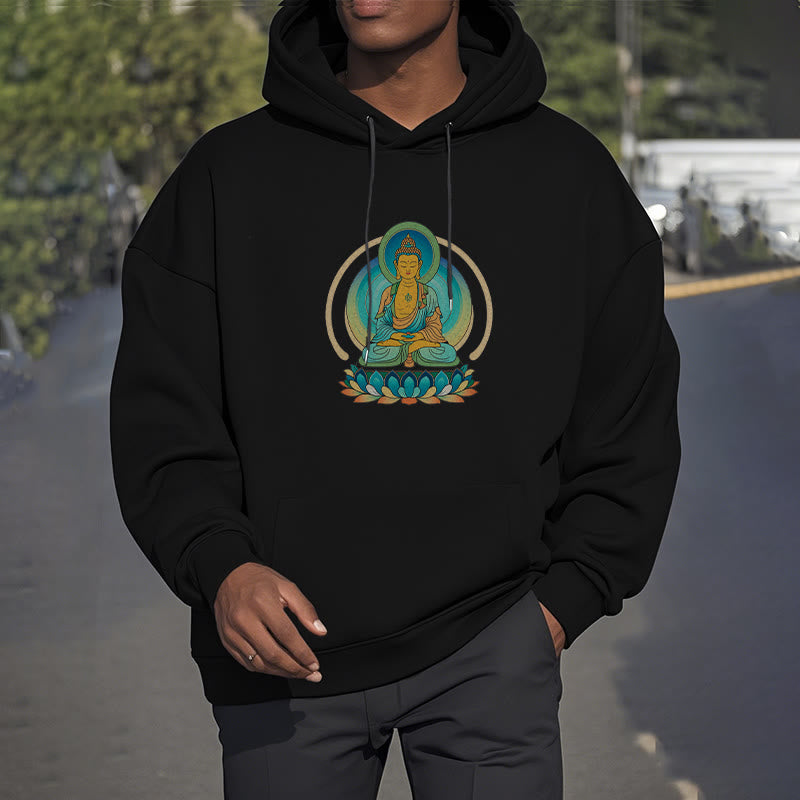 Mythstone Lotus Buddha Fleece Lined Polyester Hoodie