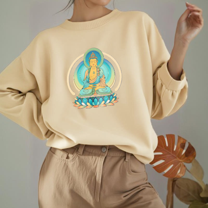 Mythstone Lotus Meditation Buddha Fleece Lined Sweatshirt