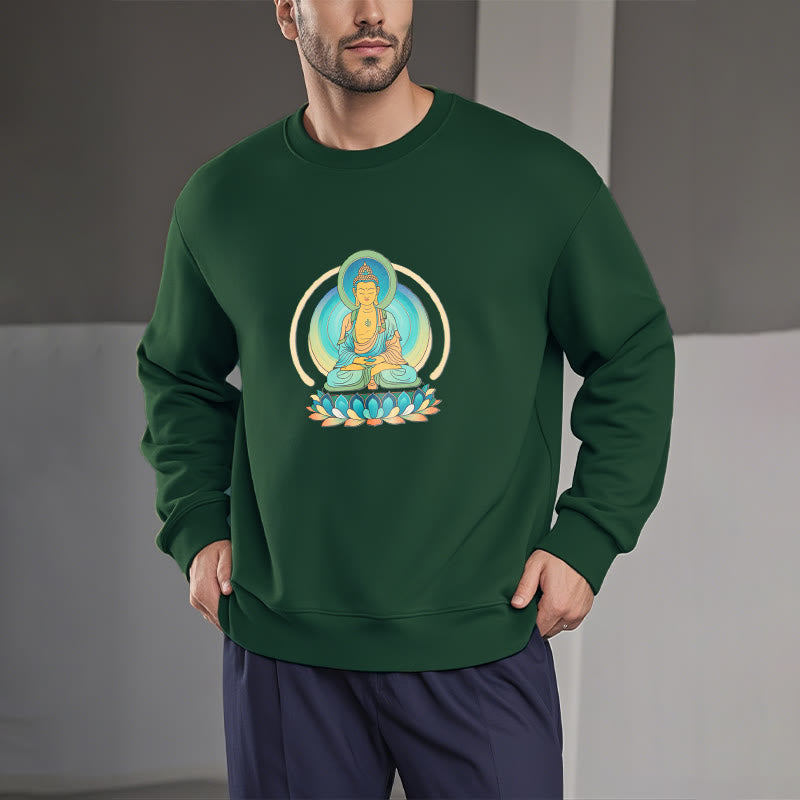 Mythstone Lotus Meditation Buddha Fleece Lined Sweatshirt