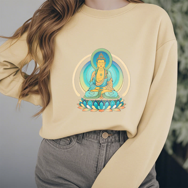 Mythstone Lotus Meditation Buddha Fleece Lined Sweatshirt